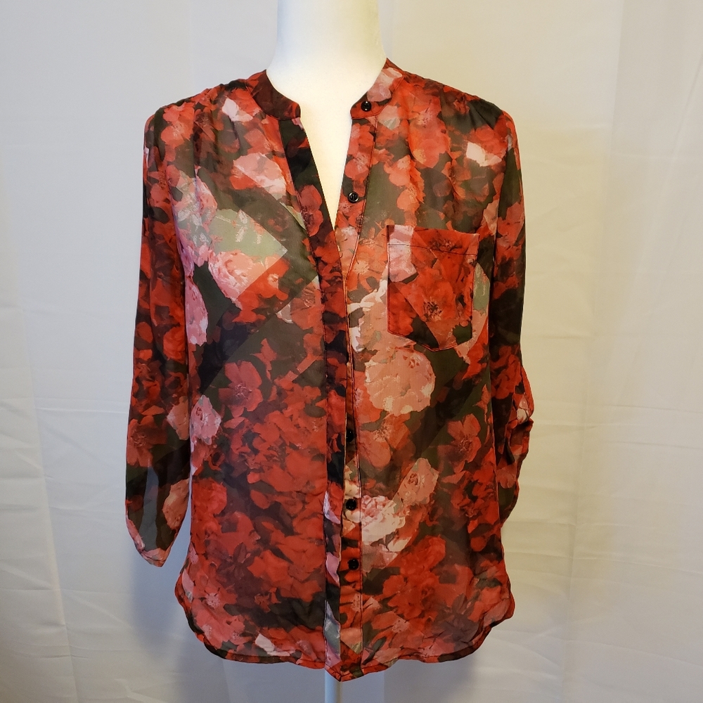 Como Vintage Sheer Rose 3/4 Qtr Sleeve‎